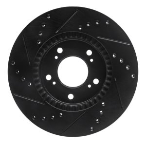 Acura Integra Brake Rotor (1) - Front Right - R1 Concepts - Drilled & Slotted - Black - `91-`01